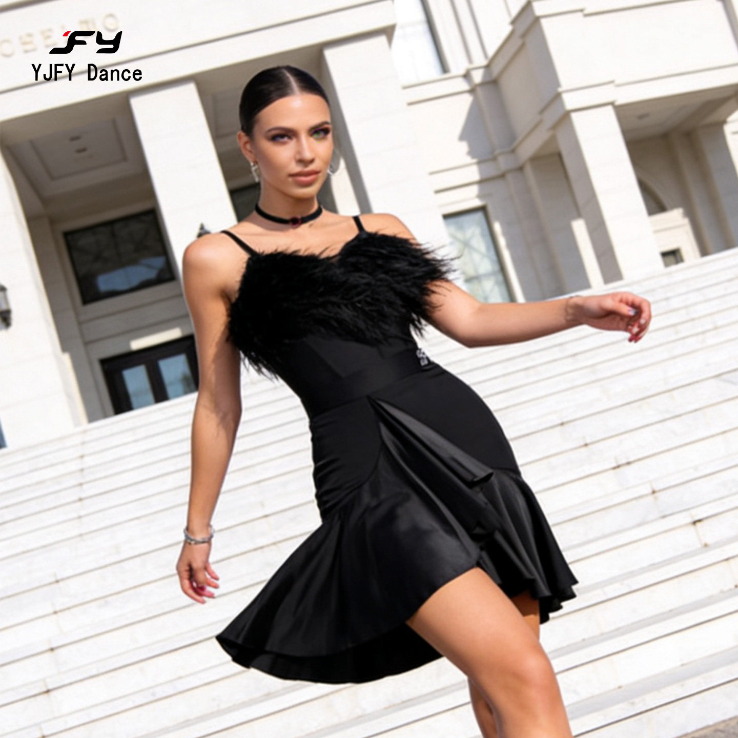 又见梵羽夏季拉丁舞蹈服成人半身裙下装国标练功服跳舞裙子BY166