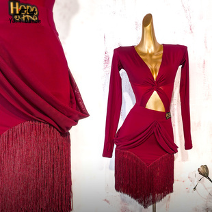 拉丁舞服流苏裙国标舞服ADL269 新品 HopeDing联合出品秋冬长袖