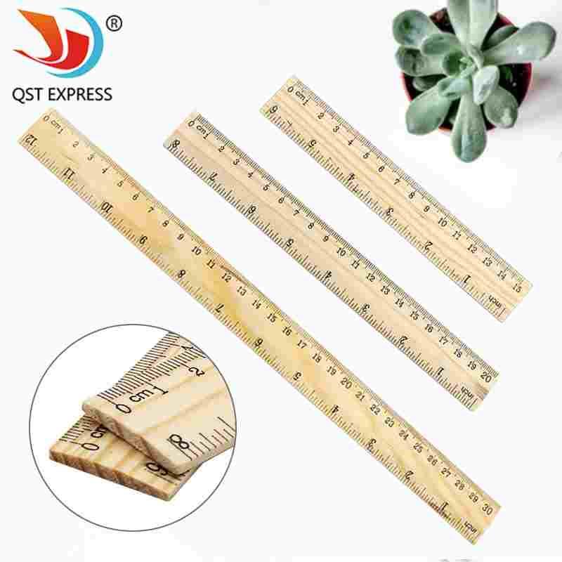 20/30cm木质单面双刻度直尺办公室学生教师绘画工具测量长度