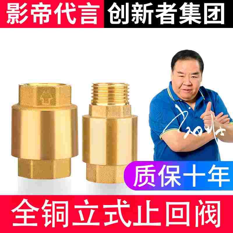 全铜加厚内外丝止回阀4分6分1寸水管水表弹簧单向阀立式止逆阀