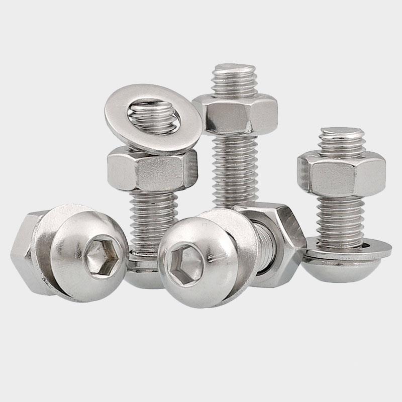M3M4M5M6 304不锈钢圆头内六角螺丝螺母套装组合螺钉螺栓配件大全