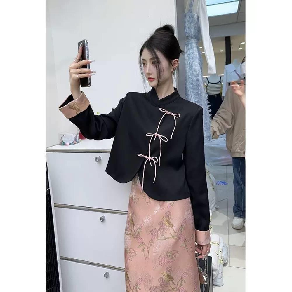 新中式国风套装秋天女装202秋季高端名媛轻奢小香风盘扣外套裙子