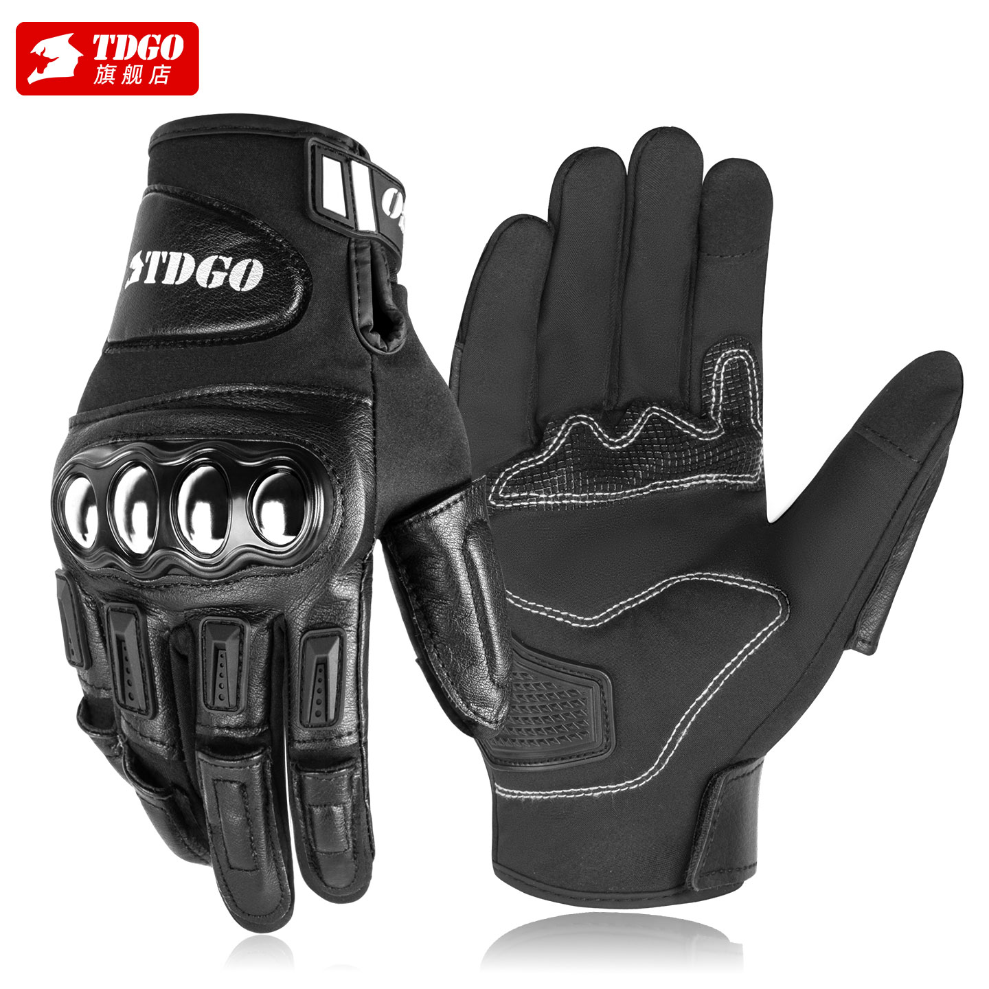 摩托车骑行皮手套暴雨级防水防风冬季机车保暖防寒加厚款四季通用