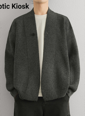 Cryptic Kiosk棒球领针织开衫男春秋季休闲简约痞帅男士毛衣外套