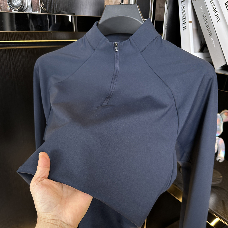 Catia Seli秋季半拉链享立领长袖t恤男士加绒保暖运动休闲打底衫