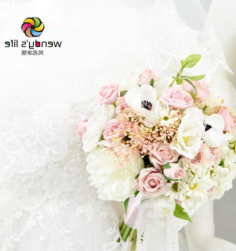 手工仿真花婚礼花艺新娘手捧花摆放装饰花束白粉色玫瑰婚庆|ruв категории Домашний быт, ваза/цветок/искусственные цветы/моделирование украшения, искусственные цветы/искусственные цветы - от Buy2taobao.com для оказания профессиональной услуги покупки агента Taobao