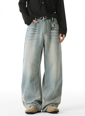 edge studio边缘工作室牛仔裤男秋季款高街美式潮牌宽松质感直筒