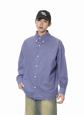 edge studio 边缘工作室原创美式百搭新款秋季时尚格子长袖衬衫