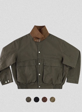 edge studio 边缘工作室 美式复古小众大口袋收腰夹克外套男