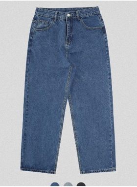 edge studio 边缘工作室 直筒宽松纯色怀旧复古美式牛仔裤长裤男