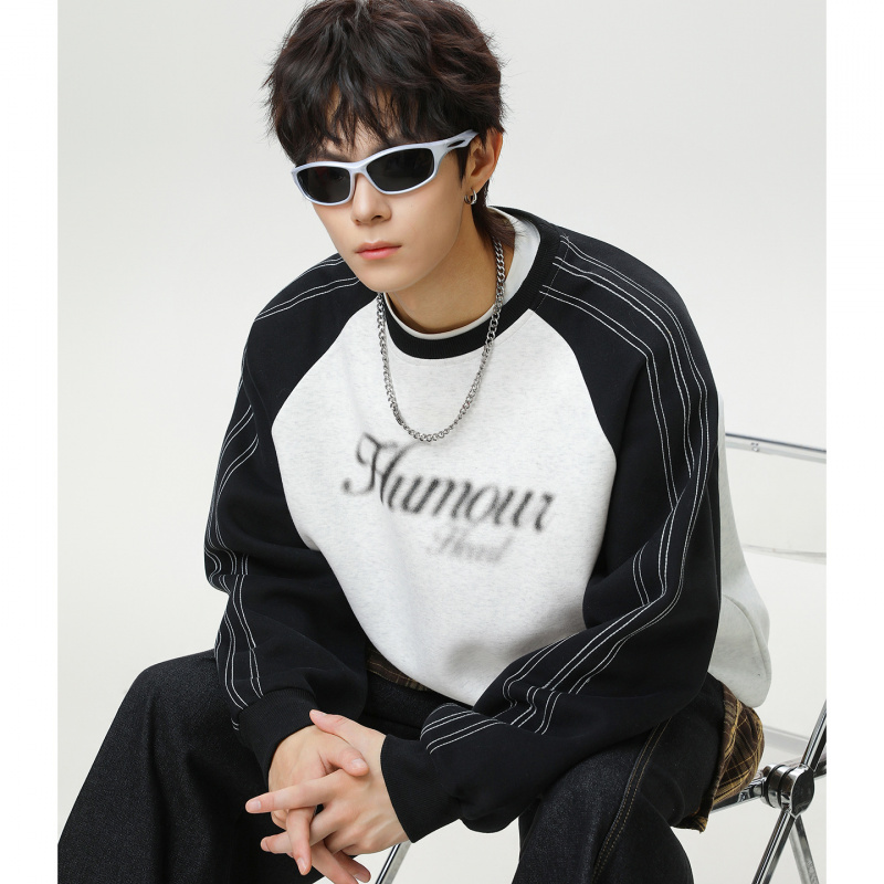 edge studio 边缘工作室圆领卫衣男秋冬新款复古模糊网点印花上衣