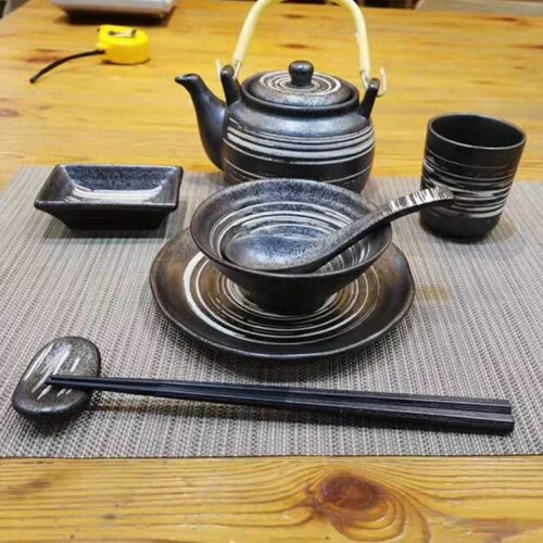 日式摆台四件寿司店茶水杯饭碗