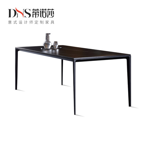 德利丰岩板餐桌现代简约长方形设计师家用铝合金意式极简岩板餐桌