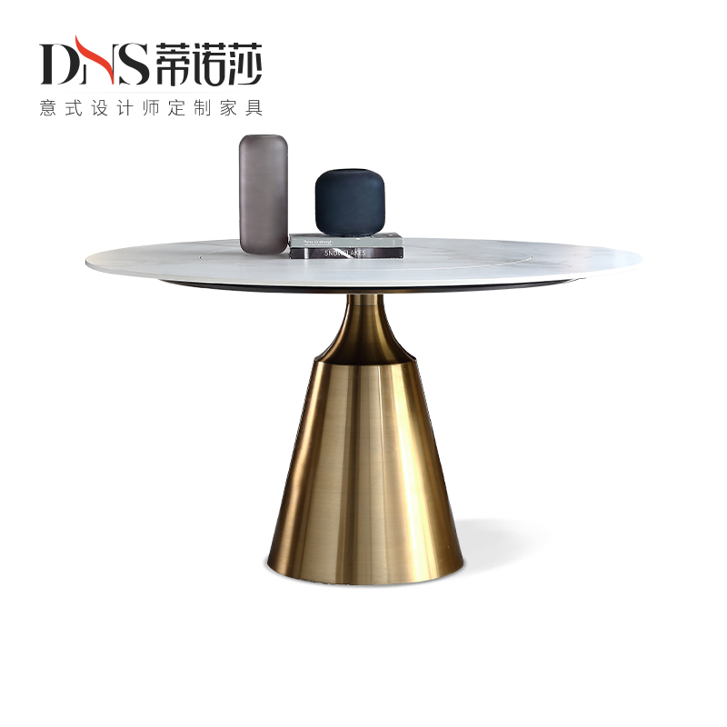 轻奢风转盘设计师圆形德利丰岩板