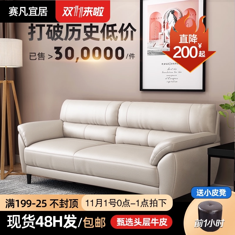 真皮沙发头层牛皮双人皮艺皮质三B人皮沙发客厅小户型现代轻奢简