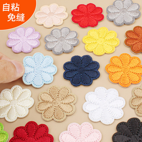 衣服布贴自粘免缝高端隐形修补裤子T恤可水洗花朵刺绣可缝补丁贴