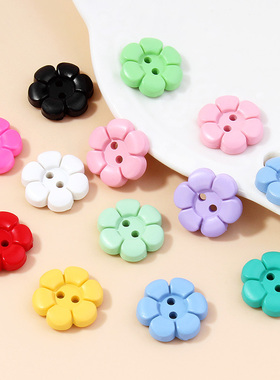 儿童纽扣衬衫衬衣毛衣开衫装饰宝宝衣服彩色卡通花朵二眼扣子配件