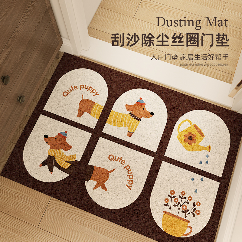 入户门地垫高级感进门门口丝圈脚垫子耐脏蹭土除尘防滑玄关地毯