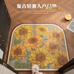 向日葵花地垫入户门垫可擦免洗门厅皮革脚垫子耐脏进门口玄关地毯