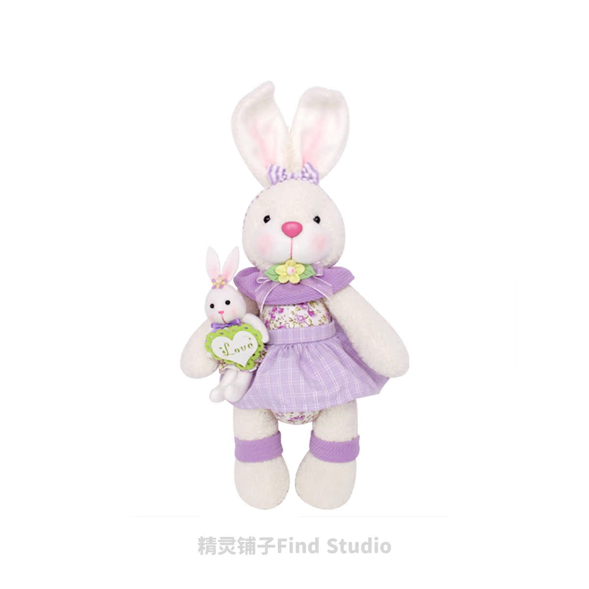 紫色兔子玩偶情侣厘米碎花柔软耳朵儿童生日礼物bunny兔公仔