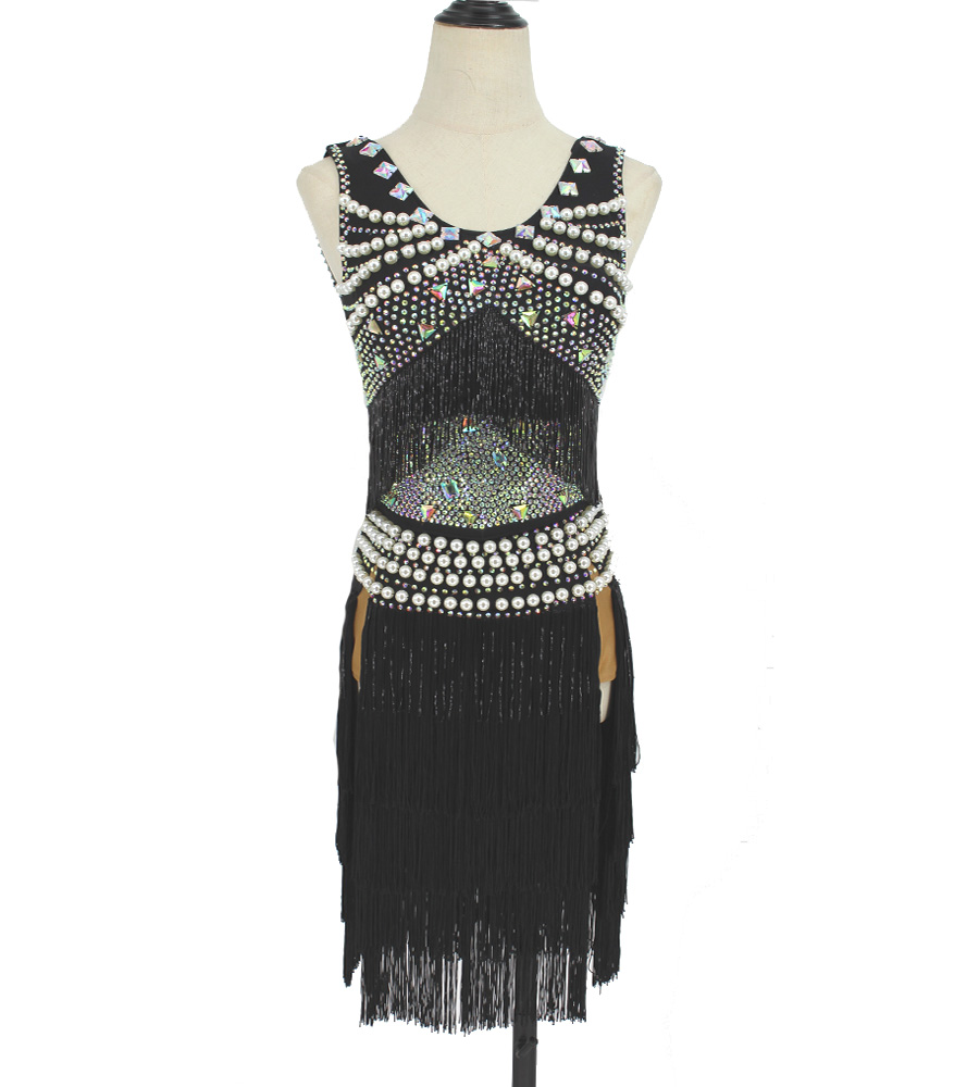 新款拉丁舞表演服 成人流苏拉丁舞裙 仿奥钻 儿童拉丁舞比赛服K21