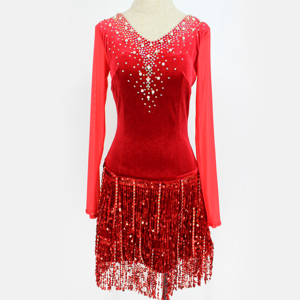 裳工坊拉丁舞比赛演出服满钻