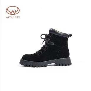 韦恩Wayne Flex厚底复古潮酷马丁靴经典短靴系带舒适百搭女靴