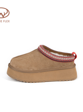 韦恩Wayne Flex加厚松糕羊皮毛一体雪地靴保暖时髦半拖鞋女