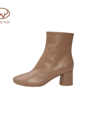 【默认瑕疵】韦恩Wayne Flex中粗跟秋冬侧拉链通勤经典及踝短靴