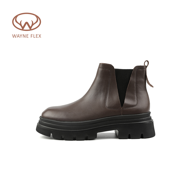 WAYNEFLEX粗跟羊皮切尔西靴