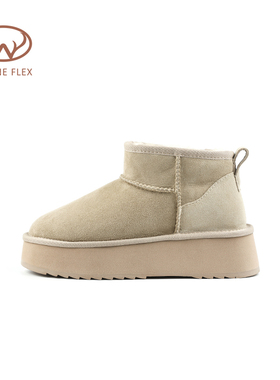 韦恩Wayne Flex加厚雪地棉鞋女松糕羊皮毛一体厚底雪地靴女