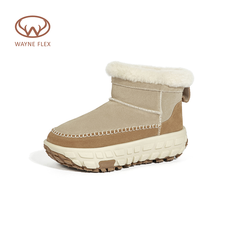 韦恩加厚棉鞋羊皮毛一体雪地靴