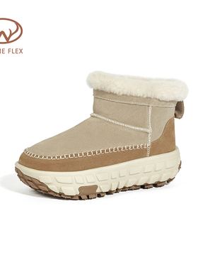 韦恩Wayne Flex加厚澳洲羊皮毛一体百搭平底保暖舒适防滑雪地靴女