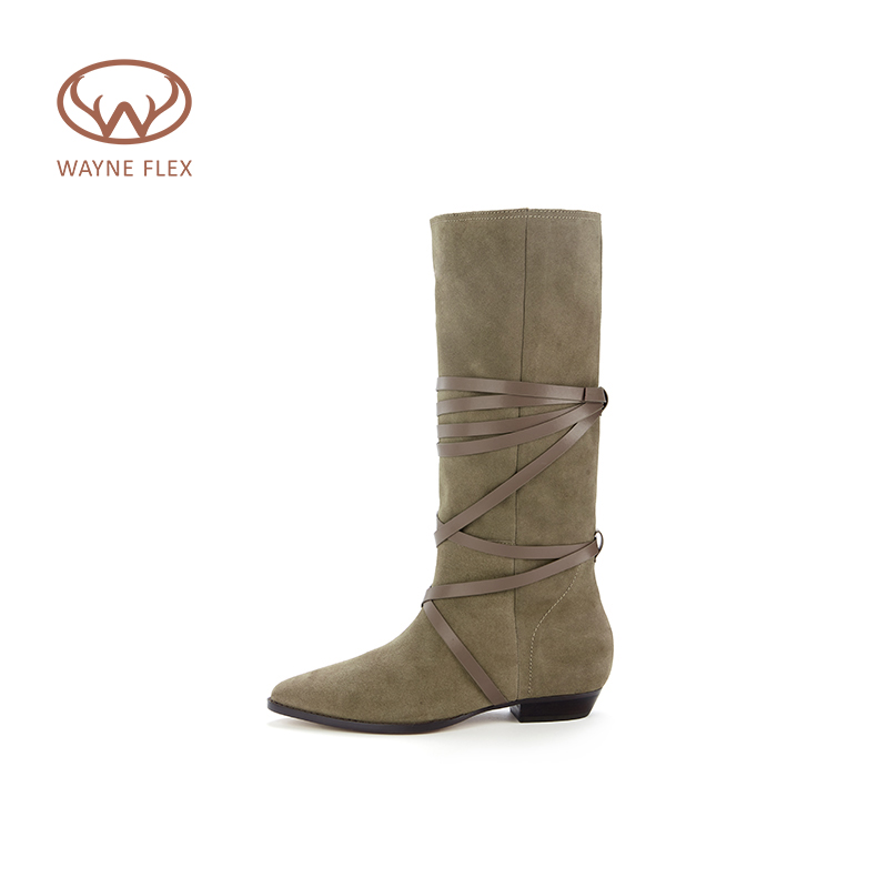 WAYNEFLEX舒适时装靴平跟绑带