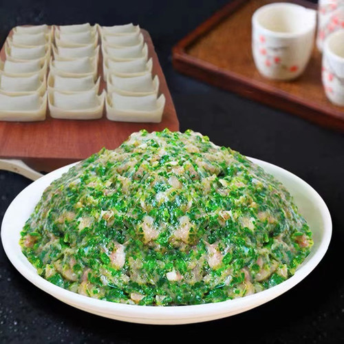 风马牛荠菜油渣鲜肉馅配馄饨皮