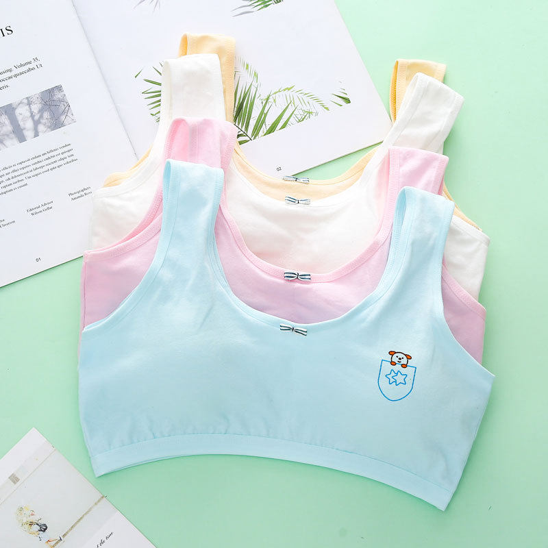 批发纯棉少女内衣 初中生发育期抹胸中大童小学生无钢圈舒适背心