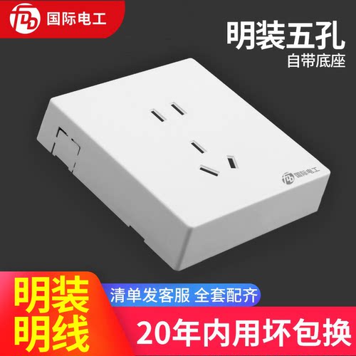 国际电工明装开关插座二三眼10A