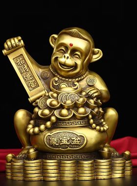 铜猴子摆件家居客厅装饰品十二生肖猴摆设铜猴办公室工艺品礼品