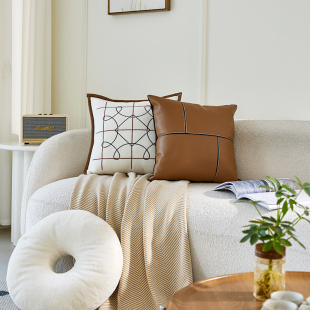 轻奢高级感抱枕套客厅皮沙发抱枕靠垫复古高端床头靠枕大靠背毛毯