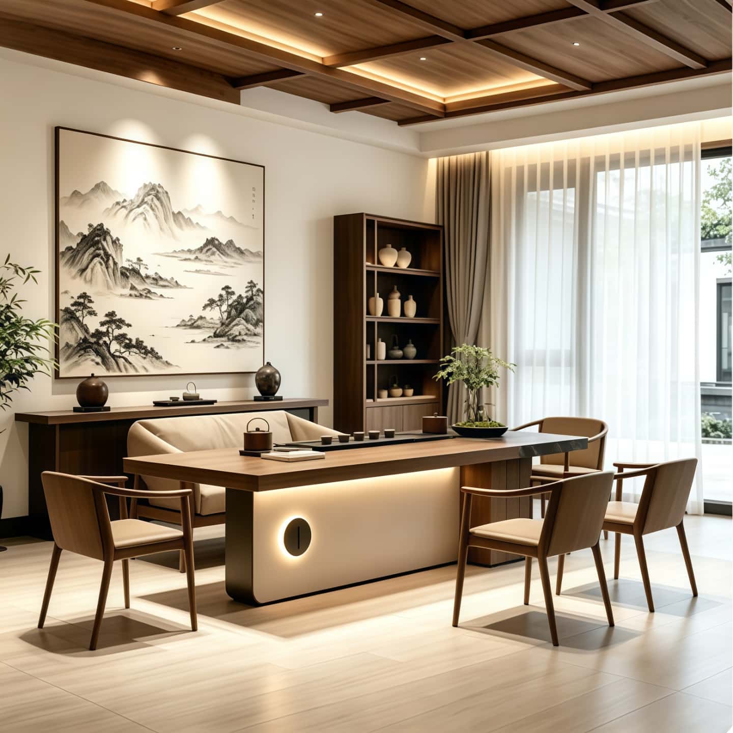 新中式宋式黑胡桃木实木2026新款茶桌组合客厅家用会客高级感茶台图片