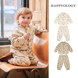 Happyology英国儿童春装童装女童棒球服印花卫裤卫衣外套套装男