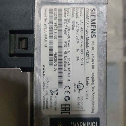 可维修6SL3210-1PE21-8UL0西门子PM240-2功率议价