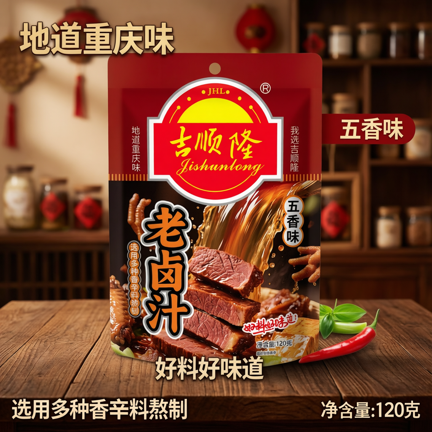 吉顺隆五香老卤汁调料卤味料卤牛肉鸡翅卤水家用小包香辣酱料包