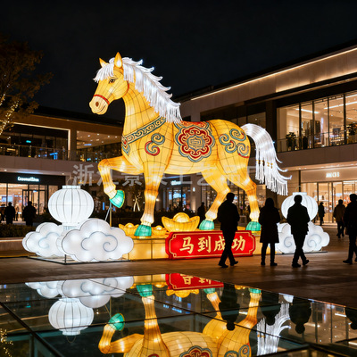 马到成功大型灯组商场新年灯笼美陈景区不夜城亮化自贡花灯彩灯