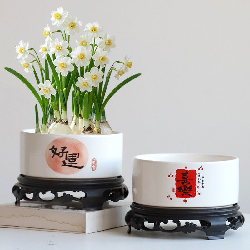 花盆陶瓷水培无孔带托盘水仙花一叶莲铜钱草睡莲水莲大号巴西木盆,鲜花速递/花卉仿真/绿植园艺,花盆,淘宝优惠券,粉丝福利购,淘宝优惠卷
