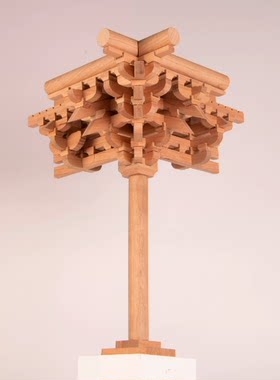 斗拱榫卯积木佛光寺东大殿西南侧转角实木建筑模型拆卸拼装结构
