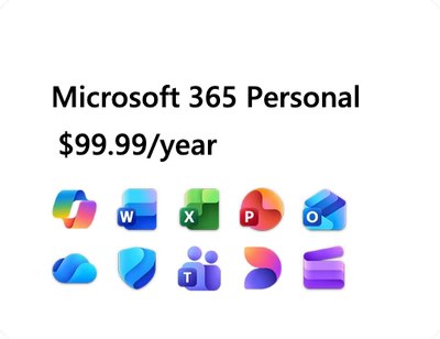微软个人版Microsoft 365 Personal 1年订阅Copilot你自己账户