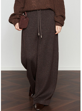 【CO定单】灰色休闲裤女2025冬新款宽松抽绳慵懒糯米裤阔腿直筒裤