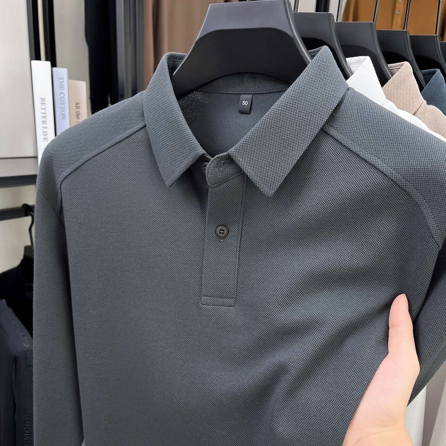 透气珠地棉polo衫男长袖2025