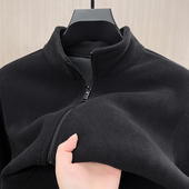 双面摇粒绒加绒加厚开衫 卫衣男立领秋冬季 奥粒绒抓绒衣外套上衣服